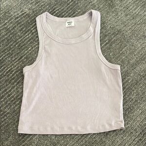 Sunday Best Gray Cream Fitted Crop Tank Top